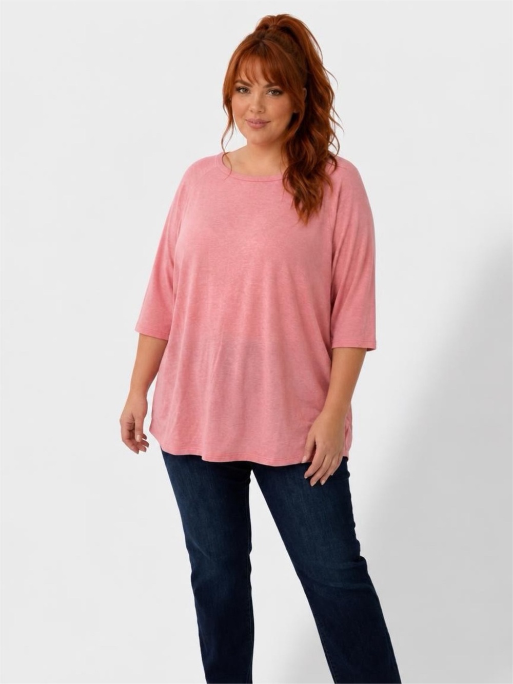 torrid Dusty Rose Relaxed Elbow-Sleeve Tee